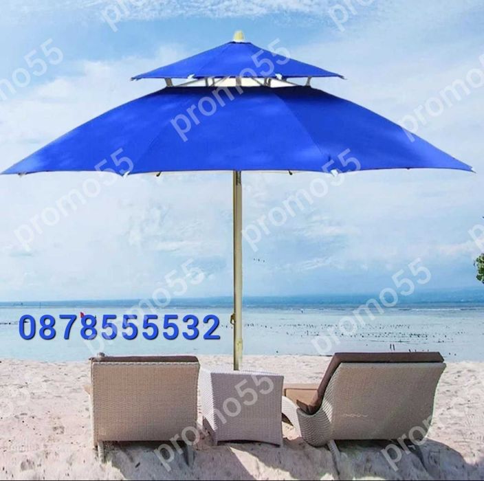 Градински Чадър  Двоен Покрив за Стабилност при Вятър 220см.Чадър Плаж