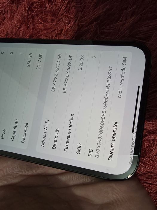 -Iphone 12Pro Max, 256Gb, 6Ram, Bat 100%, Albastru, impecabil, folosit