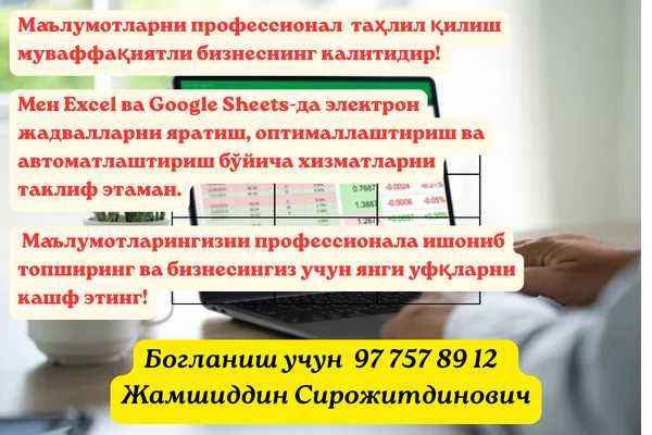 Excel ва Google Sheets ни ургатаман.