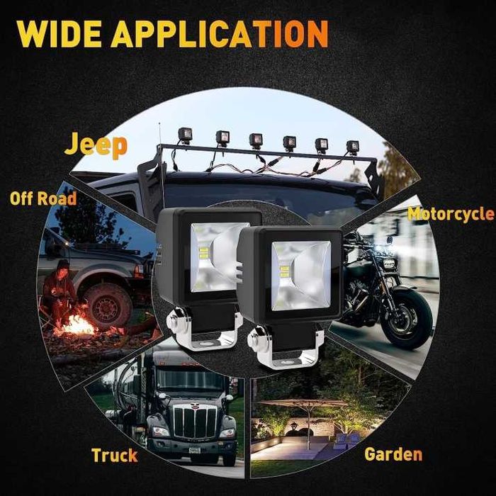 Комплект 4 Броя LED Халогени Фарове за Джип Офроуд Offroad с бял DRL