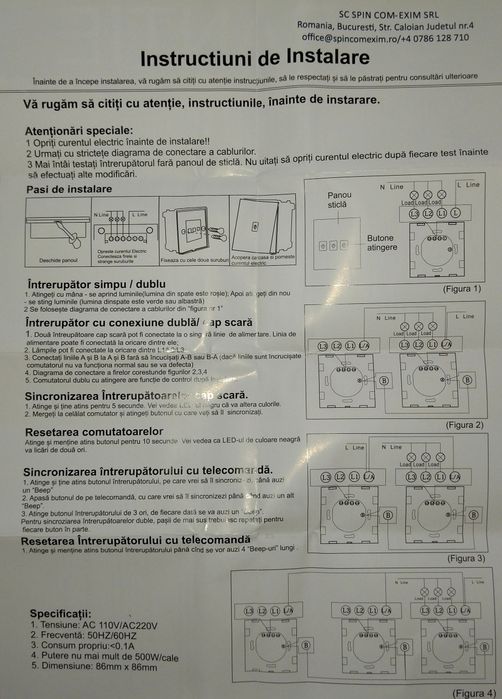 Întrerupător Dublu cu touch din sticla alb