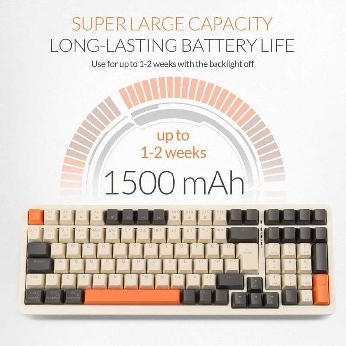 Механична геймърска клавиатура Rii, безжична 101 клавиша RGB подсветка