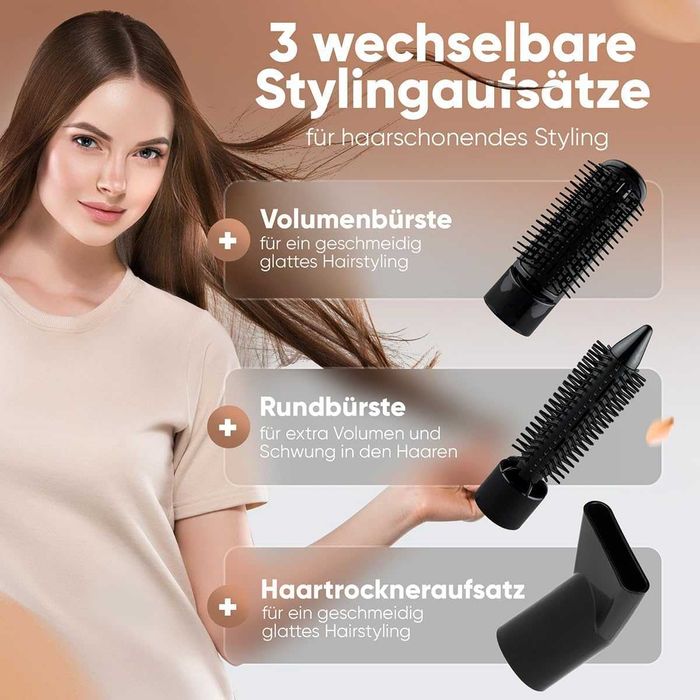 Електрическа Четка с Топъл Въздух Clatronic HAS 3818, 3 Приставки,800W