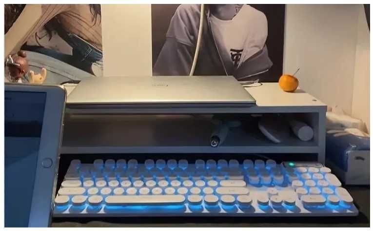 Ретро Панк Игровая Клавиатура - 104 Клавиши, Синяя Подсветка