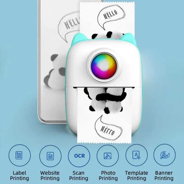 Мини термопринтер коте за деца с Bluetooth различни цветове