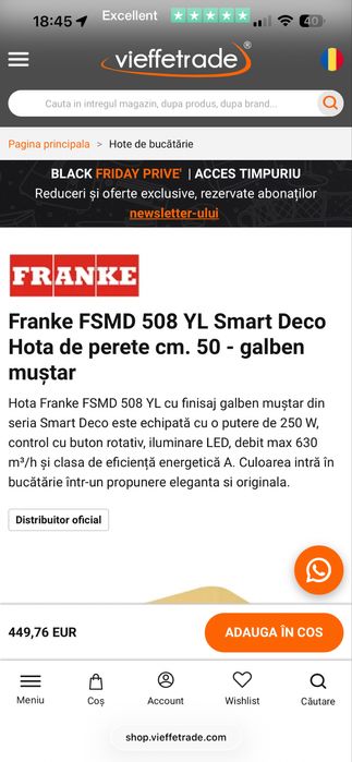 Hota decorativa Franke FSMD508 ca noua pret original 2500ron