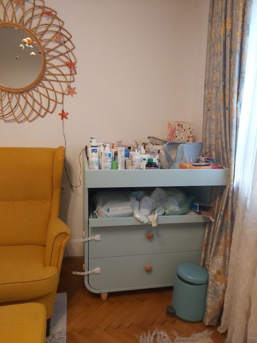 Set Ikea patut bebe+masa de infasat+dulap haine