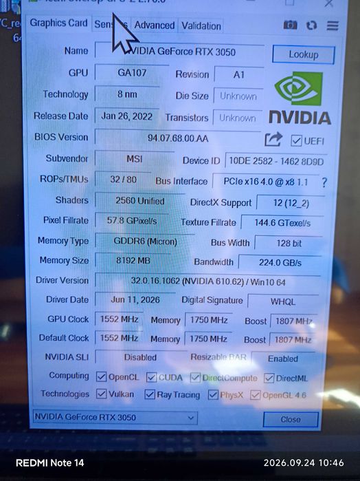 видеокарта GeForce RTX 3050