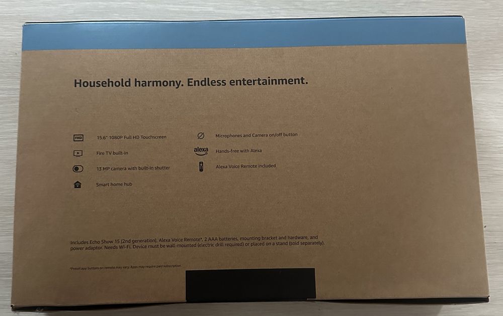 Amazon Echo Show 15 Gen 2 – 15,6” Full HD, Alexa, Fire TV – Nou, Sigilat