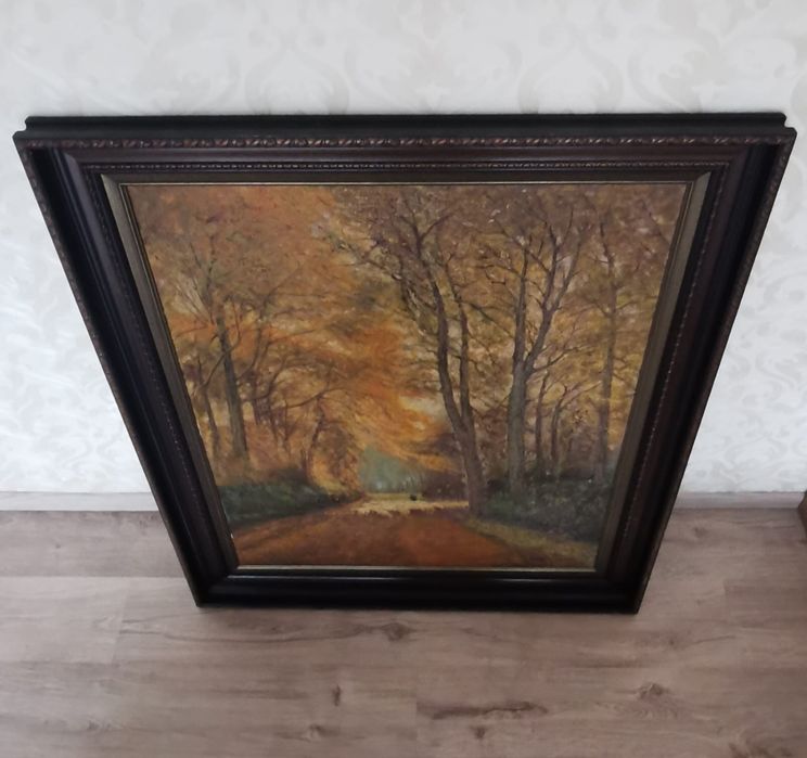 Антикварна картина на платно с маслени бои стил експресионизъм пейзаж