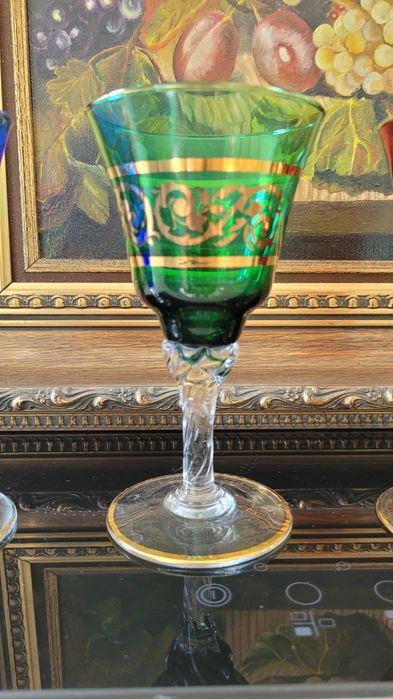 Murano Антикварни Цветни Кристални Чаши  Италия