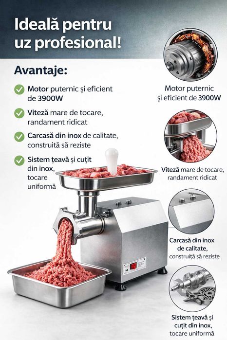 Masina de tocat carne profesionala 3900W inox !