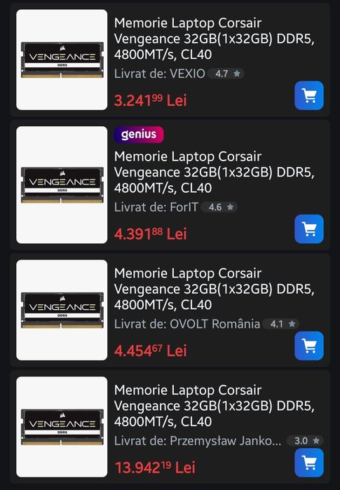 Memorie DDR5 32GB laptop Corsair Vengeance  garantie  999luni  EMAG