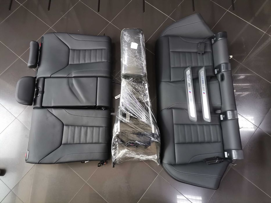 НОВ К-т Sport Салон BMW i4 G26 M50 Черна Кожа Сив Шев Leather Vernasca