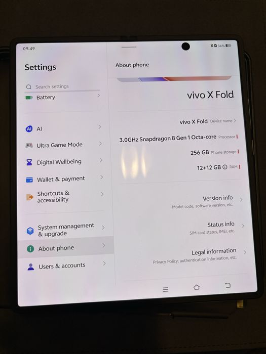 Vivo X Fold 256gb 12+12ram