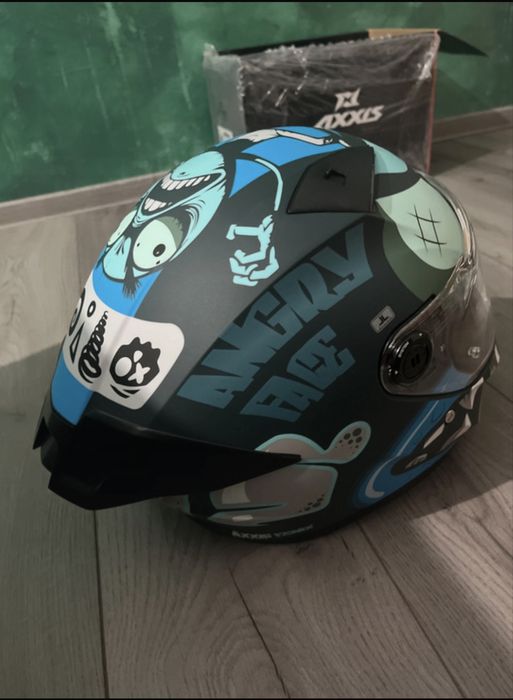 Casca moto axxis full angry blue