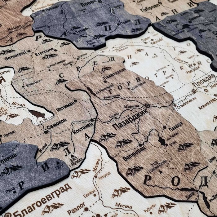 3D дървена карта на България – премиум декор за дом и офис
