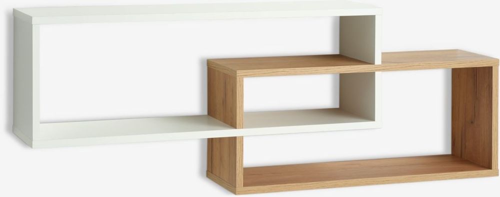 110см! Голяма стенна етажерка в цвят дъб и бяло