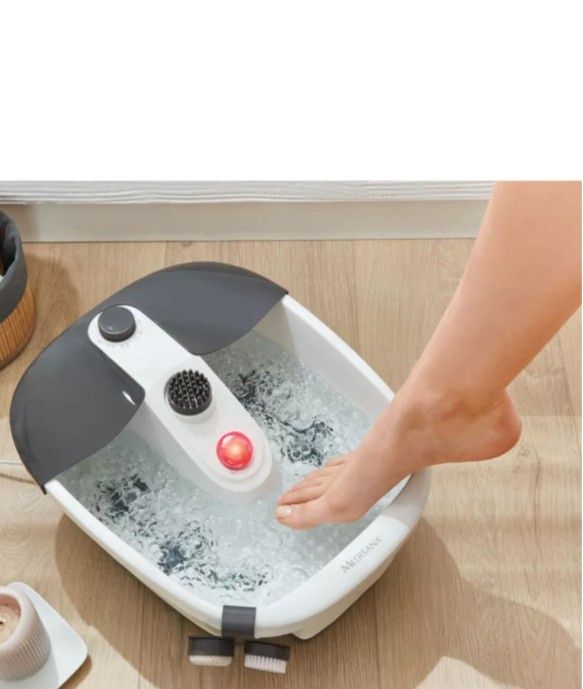 Medisana FS-90L Foot Spa baie pentru picioare, jacuzzi pentru picioare, masaj pentru picioare, cu 3 accesorii, gri