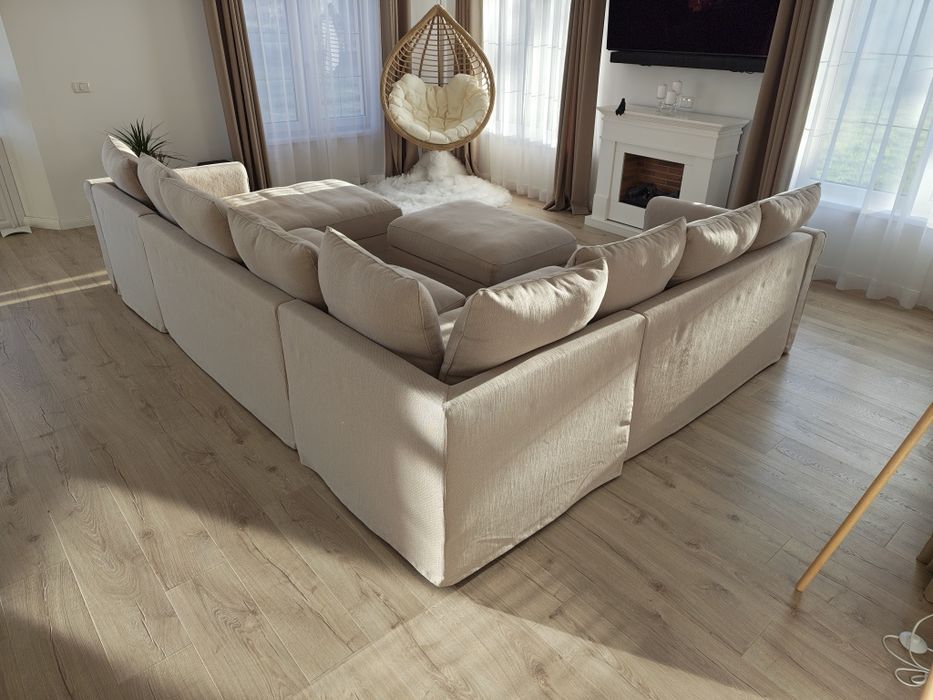 Colțar IKEA Grönlid natur greige canapea șezlong taburete