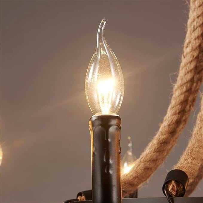 Висяща лампа с ретро конопено въже Таванско помещение Рустик Индустрия