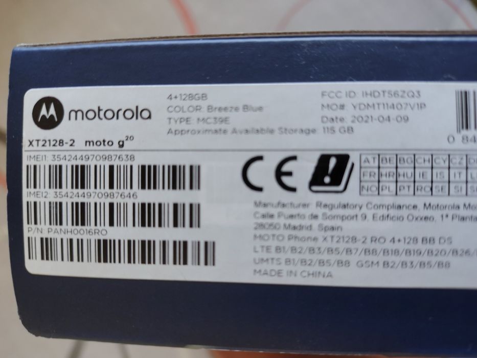 Motorola g20 4gb/128gb
