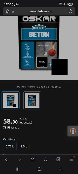 Vopsea Oskar Direct pe beton & Oskar direct pe acoperis diverse culori