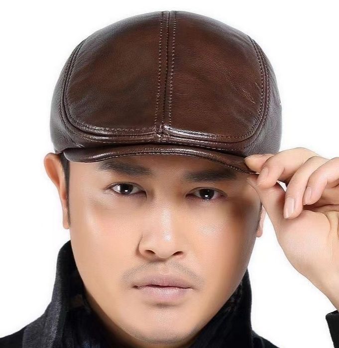 Мужская кепка шапка козырек из натуральной кожи мужской табий кожа хак
