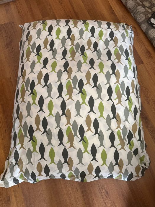 Пуф за сядане с калъф с рибки + декоративна възглавница