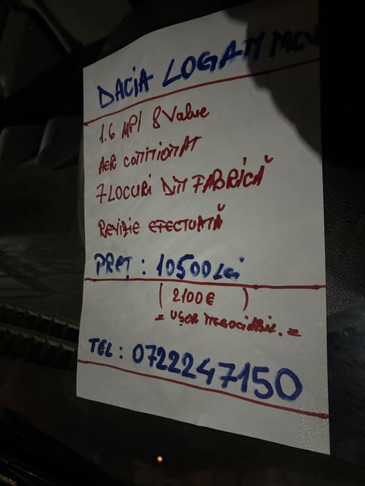 DACIA LOGAN 1.6 8v 90 cp 7 locuri PRET CASTANA acte la zi !!