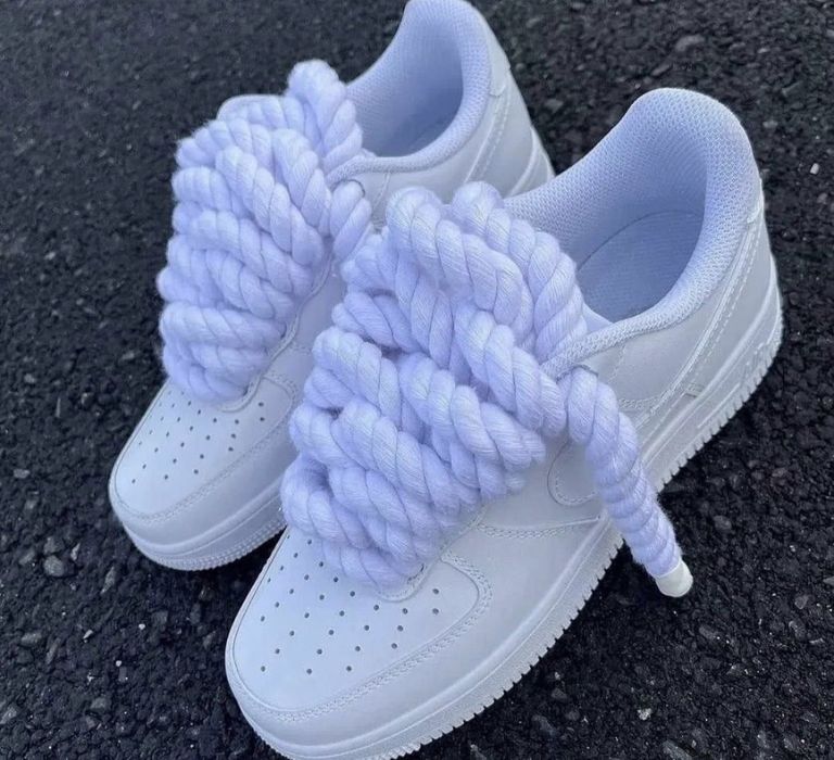 Adidași Nike AirForce 1 albi, Rope Laces.