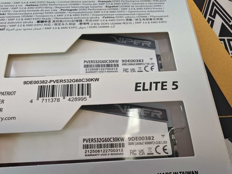 Рам памет Patriot Memory Viper Elite 5 RGB 2x16GB 32GB 6000MHz DDR5 White CL30