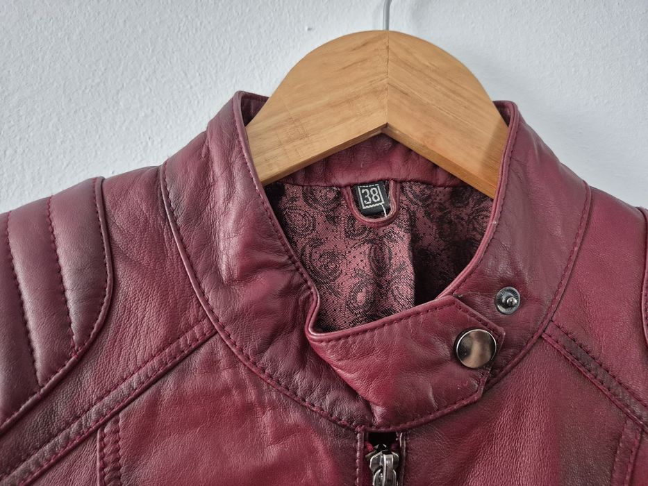 Geaca de piele naturala visinie