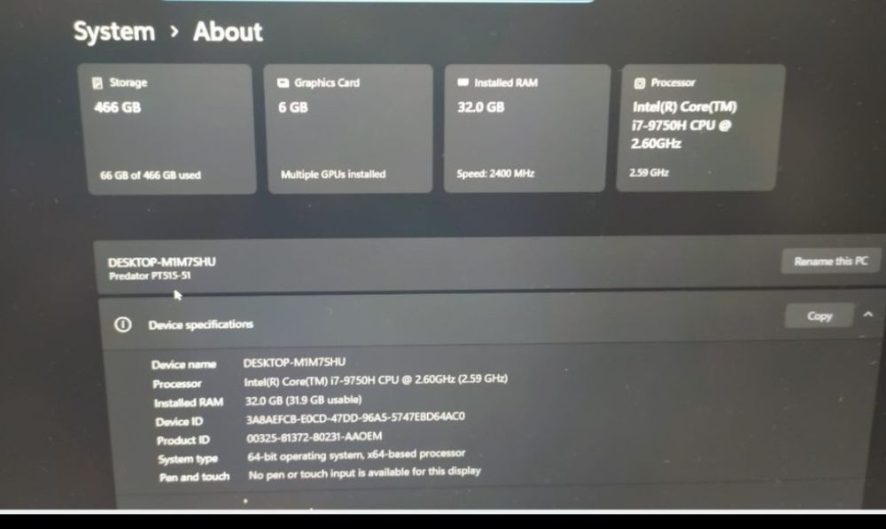 Acer predator Triton 500+Acer predator z650 full HD show throv proiector