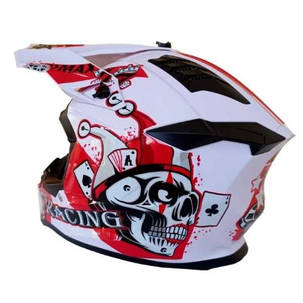 Каска Мотор Крос/АТВ/Бъги/Вело Бяла и Черна -32143