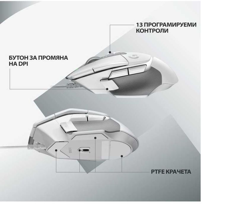 Гейминг мишка Logitech - G502 X EER2, оптична, бяла
