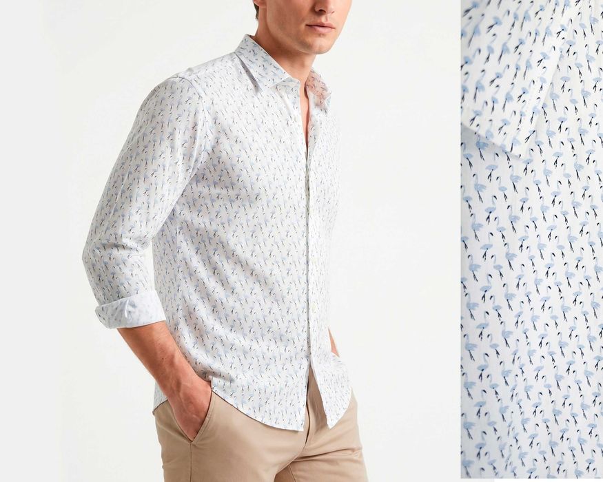 Brancaccio Flamingo Slim fit Albini  Оригинална мъжка риза размер 18 / 45 / XL