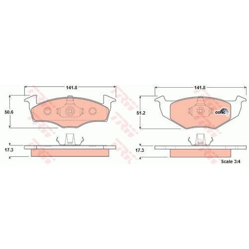 Placute frana Seat Arosa, 05.1997-06.2004, Skoda Fabia, 08.1999-03.2008, Vw Fox, 10.2003-, Lupo, 09.1998-07.2005, Polo Caroserie, 09.1994-12.1999, TRW