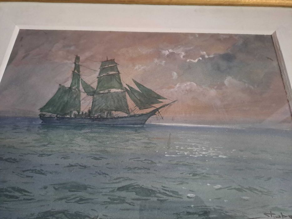 tablou pictura acuarela 61/78 cm Dimitrie Stiubei datat 1930