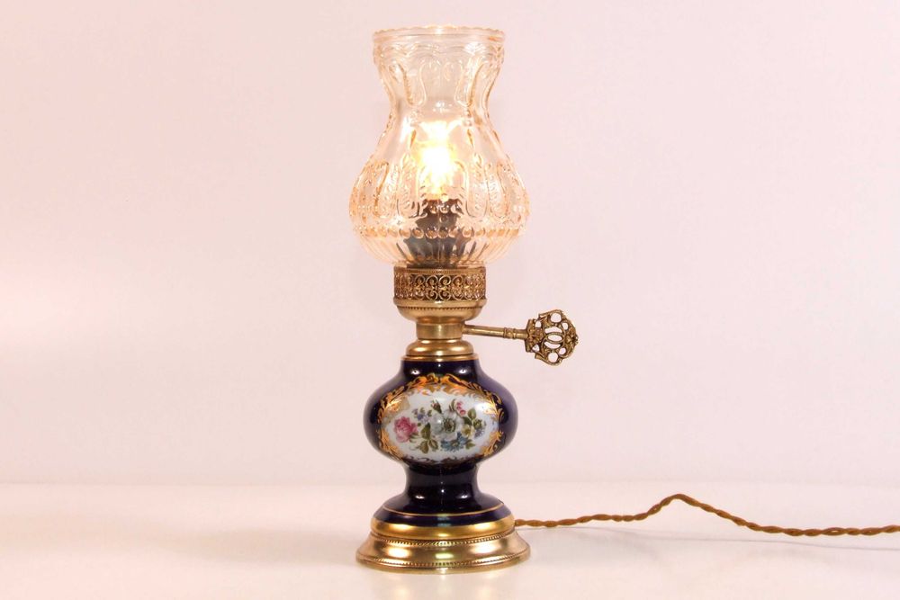 Veioza de masa "Cobalt Porcelain Limoges" stil baroque, pictura manuala, stare perfecta