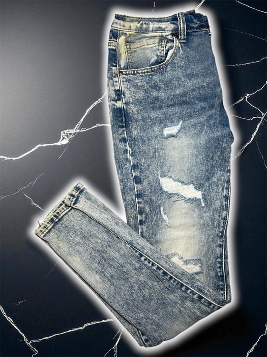 Blugi Skinny Fit de Bărbați – Look Vintage, Uzură Cool, Mărime S-M