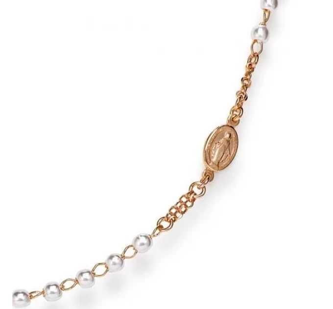 Колие от сребро 925 Amen броеница с перли кръст и икона св валентин