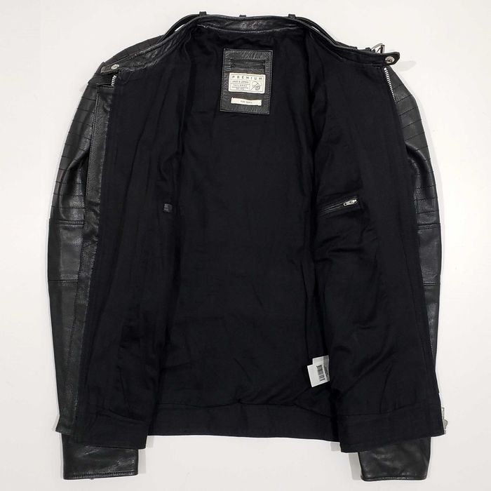 JACK & JONES Мъжко Кожено Яке Мото Естествена Кожа Като Ново S