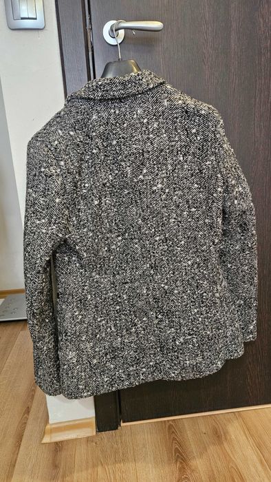 Дамско черно сиво палто размер S-M
