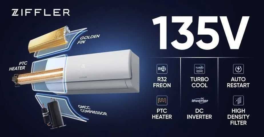 Кондиционер Ziffler 12/18 инвертор 135V работает низки цена оптом