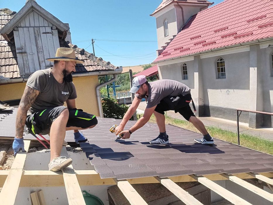 Montaj acoperișuri, Reparații, Țiglă metalică, Tablă fălțuită, Mansardări, Dulgherie, Sisteme pluviale