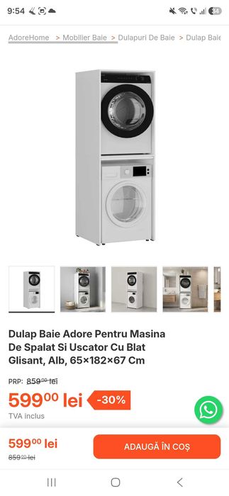 Dulap masina de spalat si uscator rufe