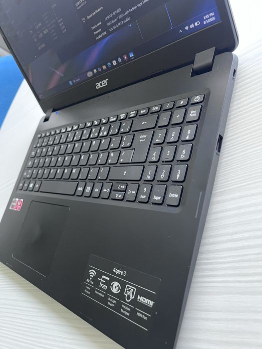 Laptop Acer Aspire - AMD Ryzen 7 3700u - 8Gb RAM - SSD 240Gb - 15.6 FullHD Slim - RadeonVega 10 2Gb