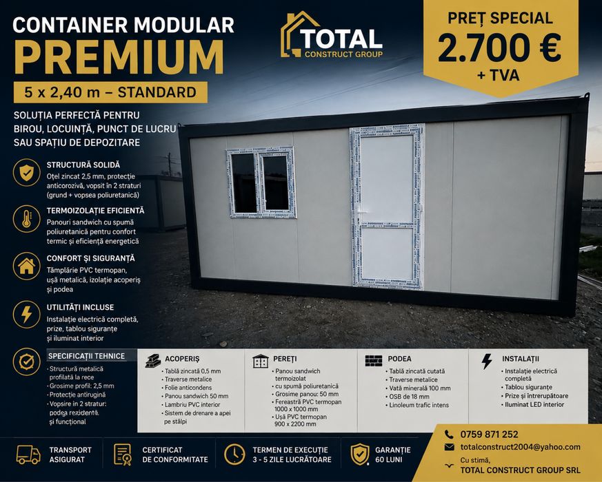 Container modular premium birou locuinta magazin diverse dimensiuni