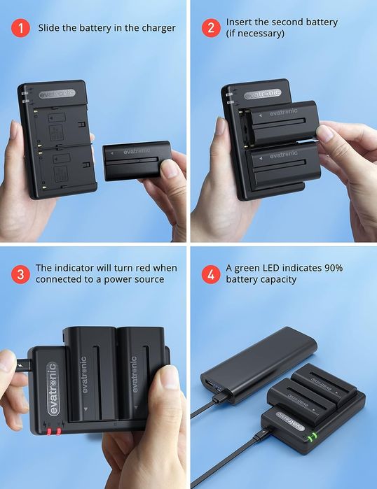 Incarcator dual + 2 acumulatori NP-F550 pentru Sony F960 F770 F750 etc